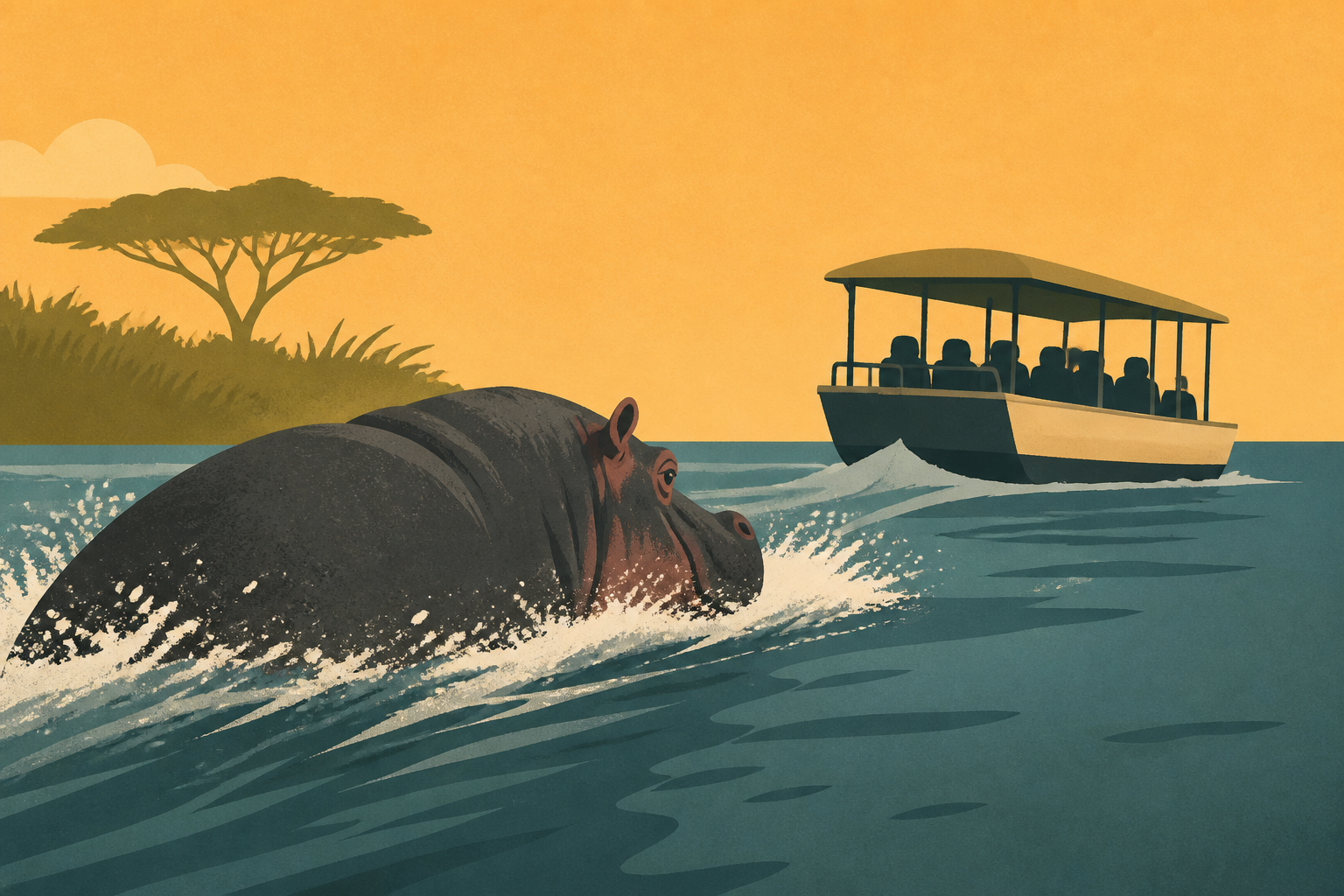 Must see: Massive hippo chases tourist boat in African waterway