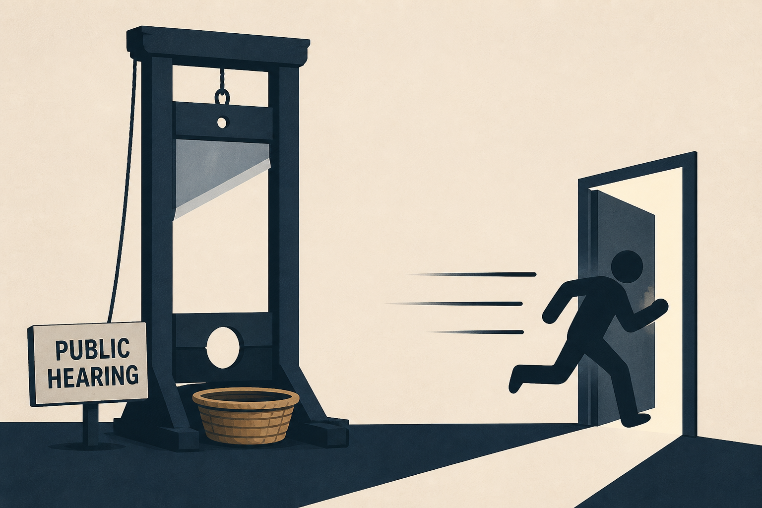Data Center Reps Face the Guillotine, Flee Public Hearing