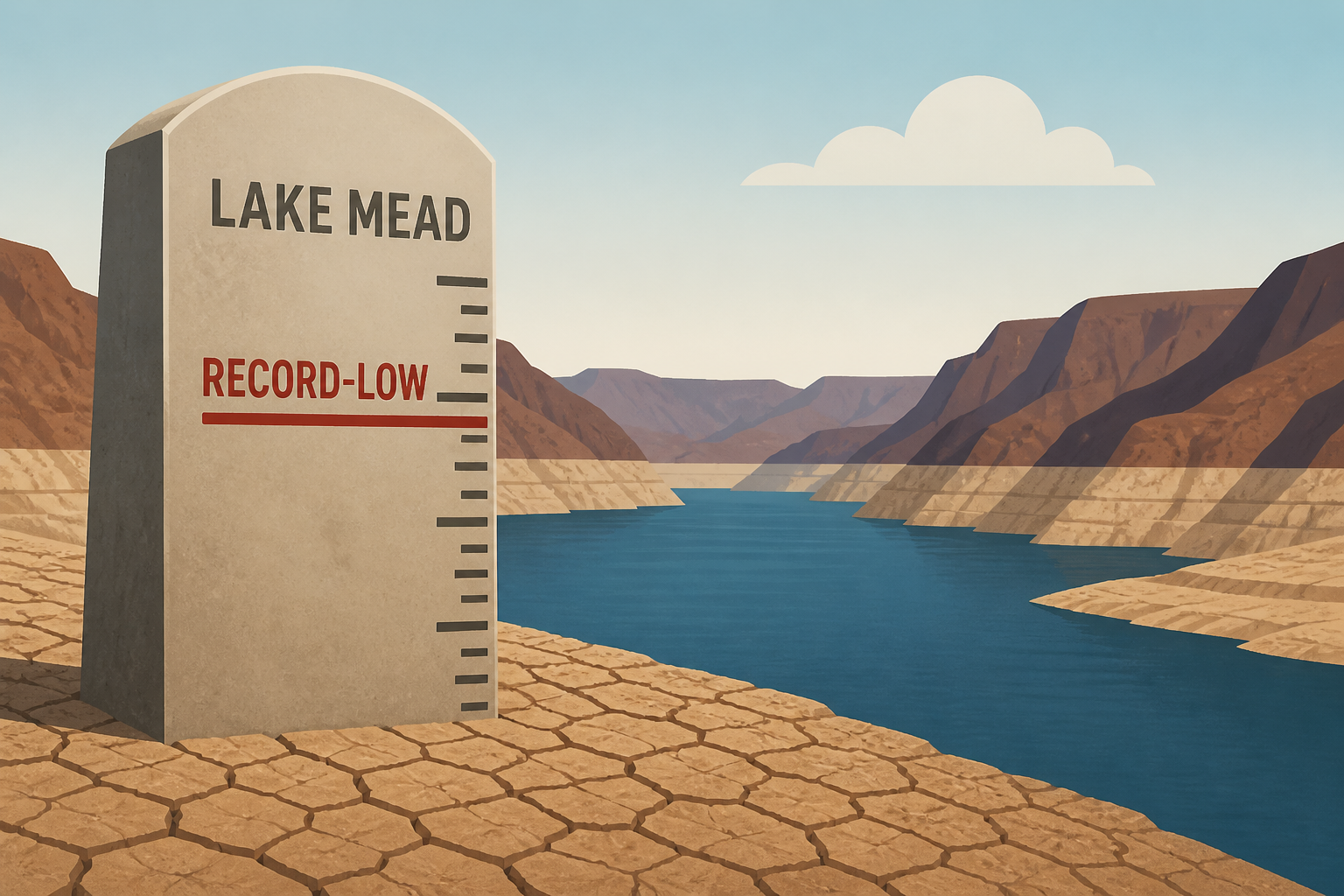 Lake Mead along the Colorado River hits record-low water level