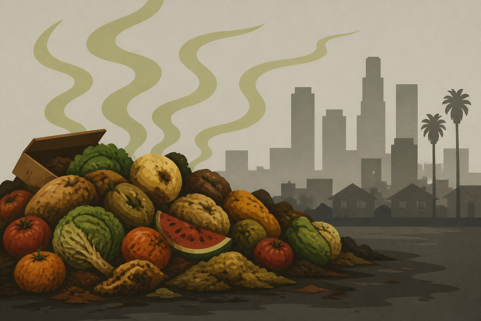 Tonnes of rotting food create unbearable stench in LA neighbourhood