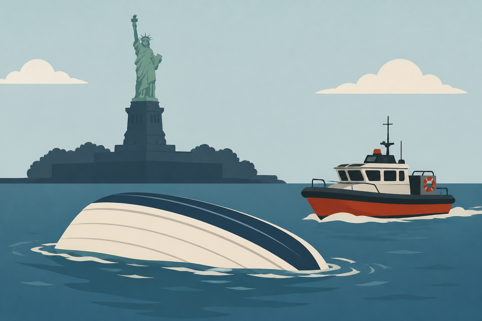 Crews responding after vessel overturns off Liberty Island, sources say