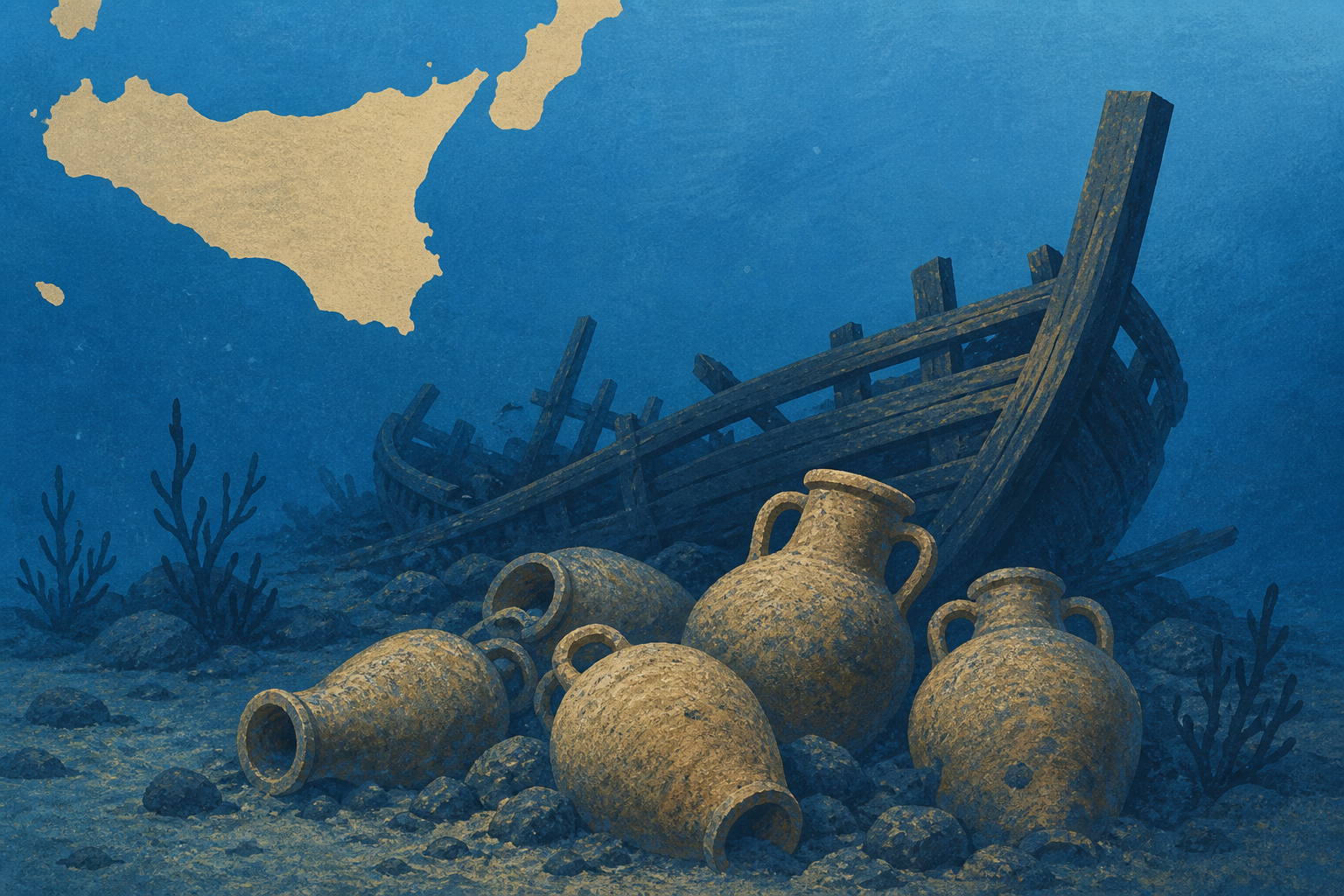 Roman shipwreck discovered off the coast of Sicily, Italy laden with ancient jars believed to be more than 2,000 years old
