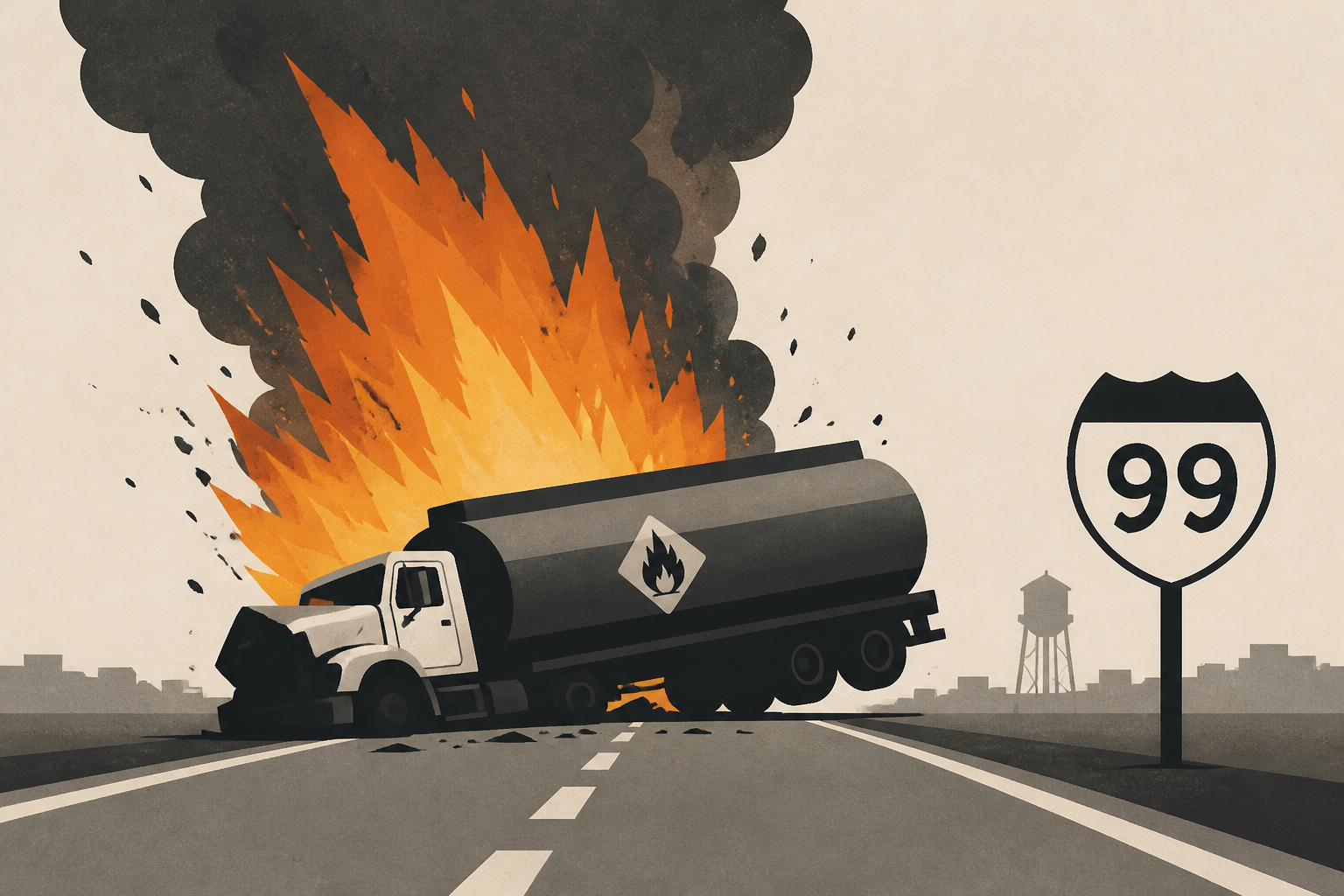 Fuel tanker explodes after Highway 99 crash in Selma
