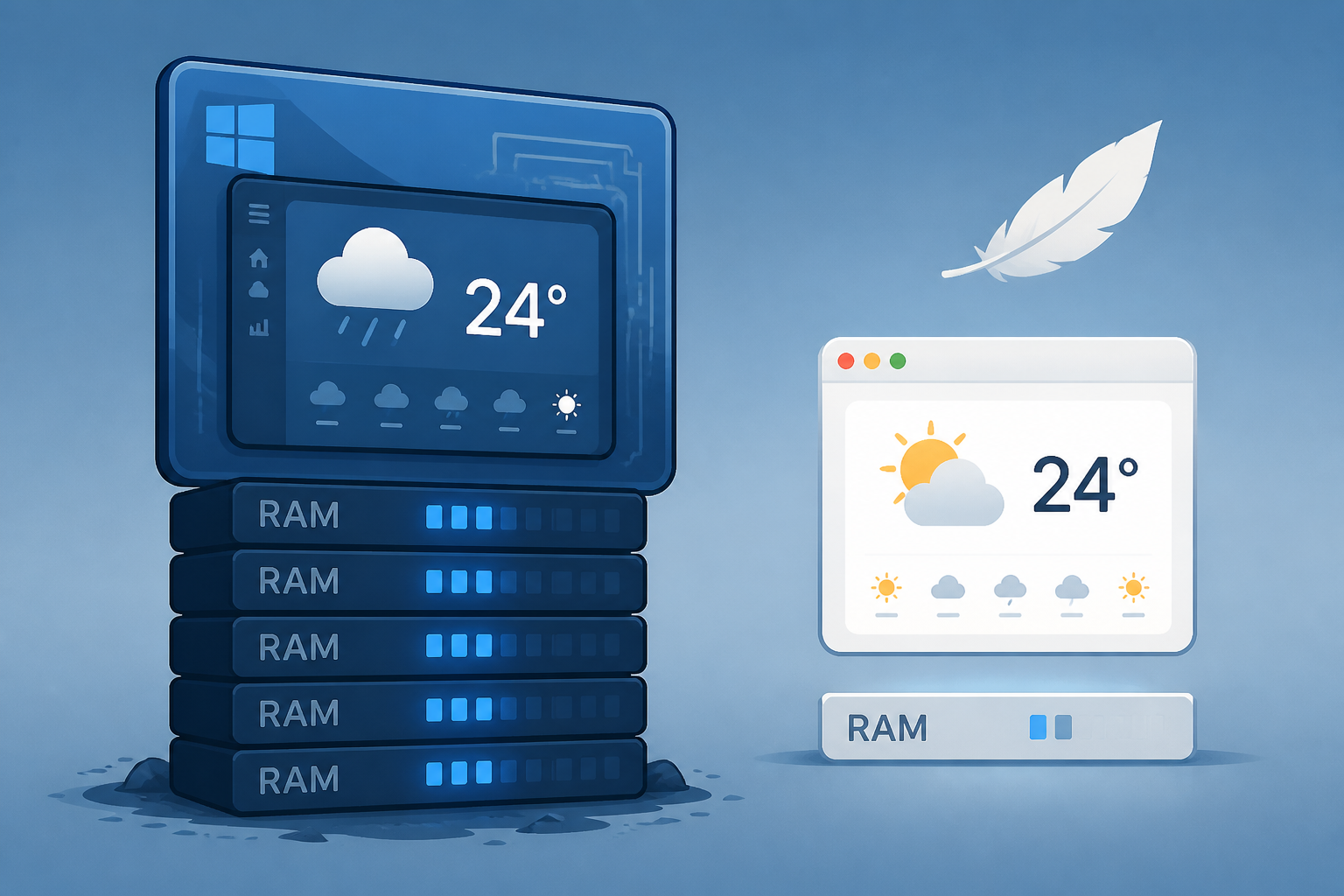 Windows 11's Weather app uses 5x the RAM of macOS Weather, because Microsoft has forgotten how to make native apps