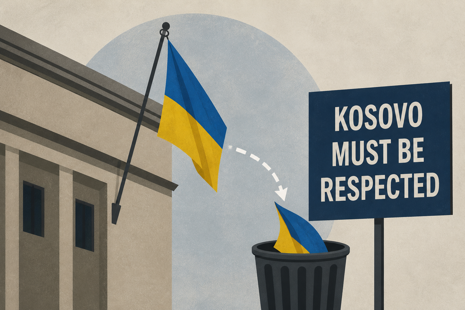Ukrainian flag removed from building in central Pristina: "Kosovo must be respected"