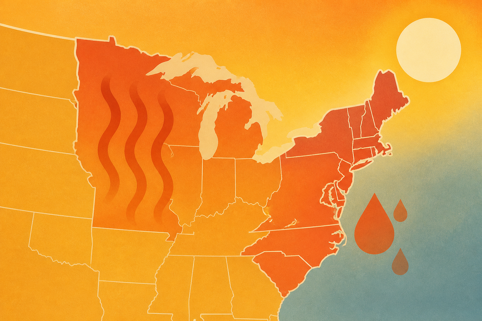 As extreme heat spreads to the Midwest, the East Coast remains hot and sticky
