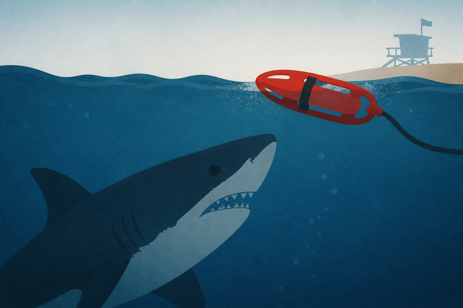 White shark drags lifeguard underwater at Scarborough Beach