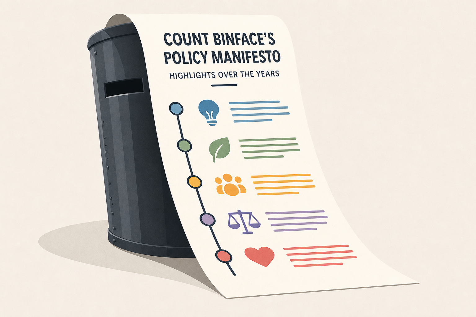 Count Binface's policy manifesto highlights over the years