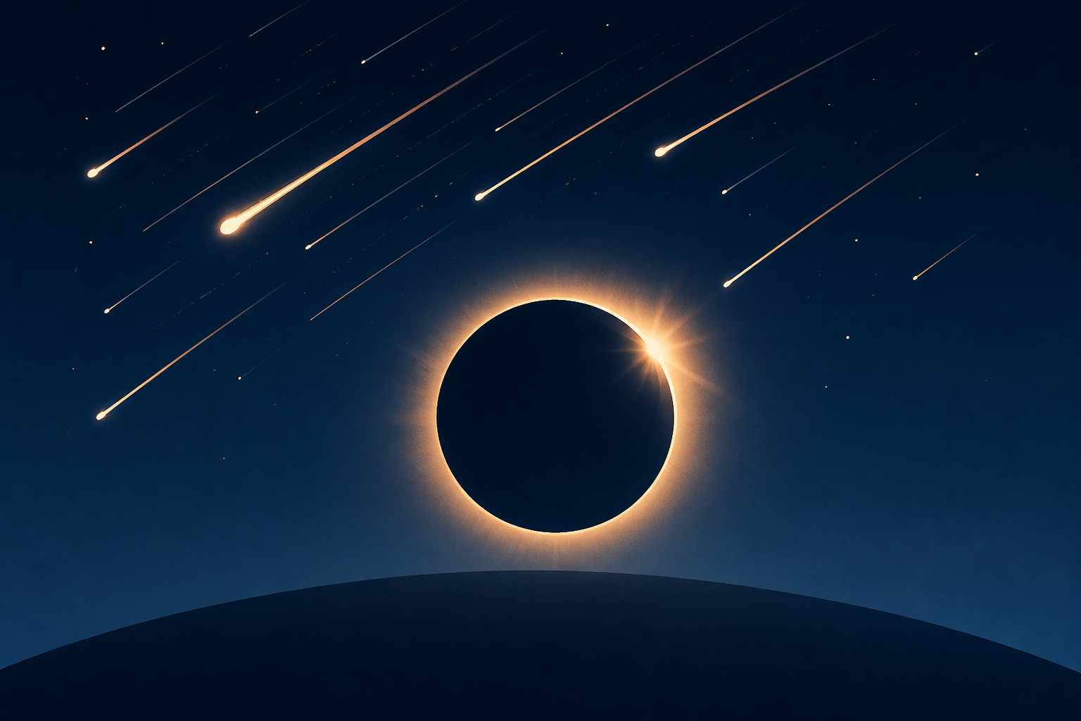 The stunning fireball Perseid meteor shower twinning with the solar eclipse