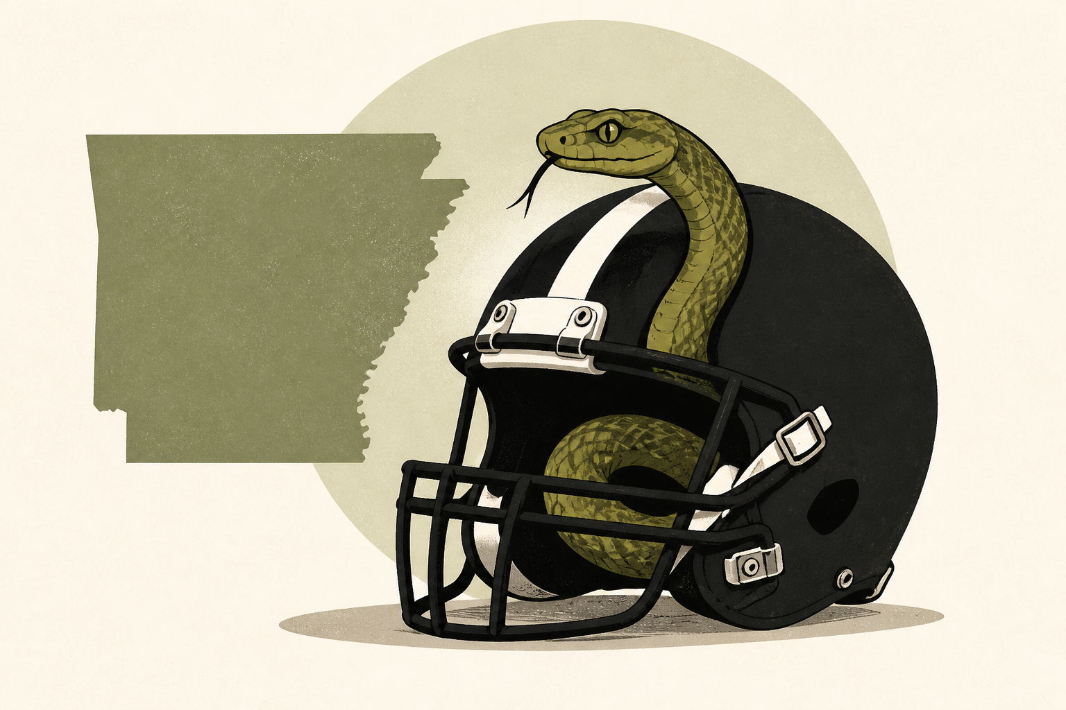 Arkansas high school football player practices with a venomous snake in his helmet
