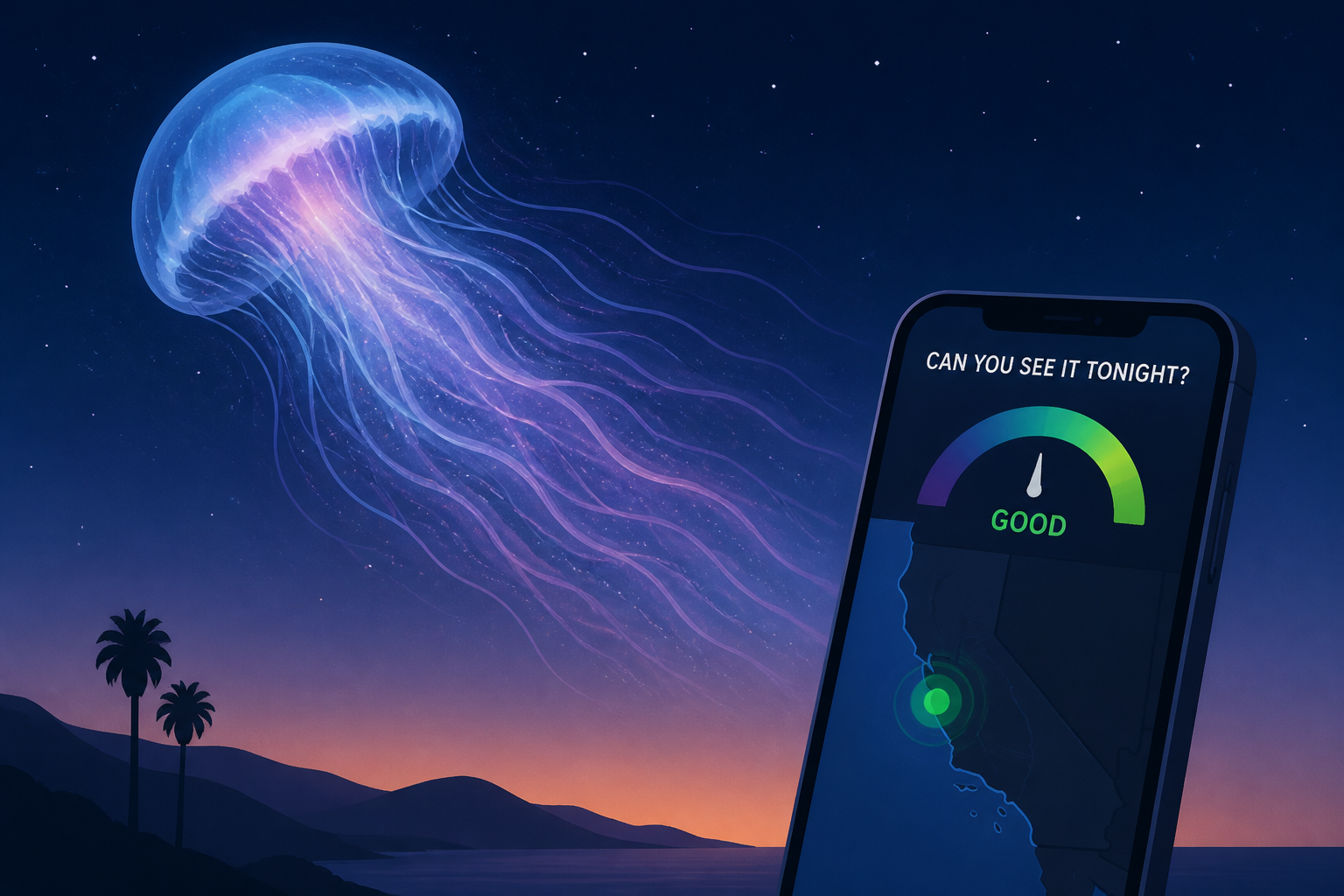 Huge ‘space jellyfish’ to light up California skies tonight - and the free tool to check if you can see it