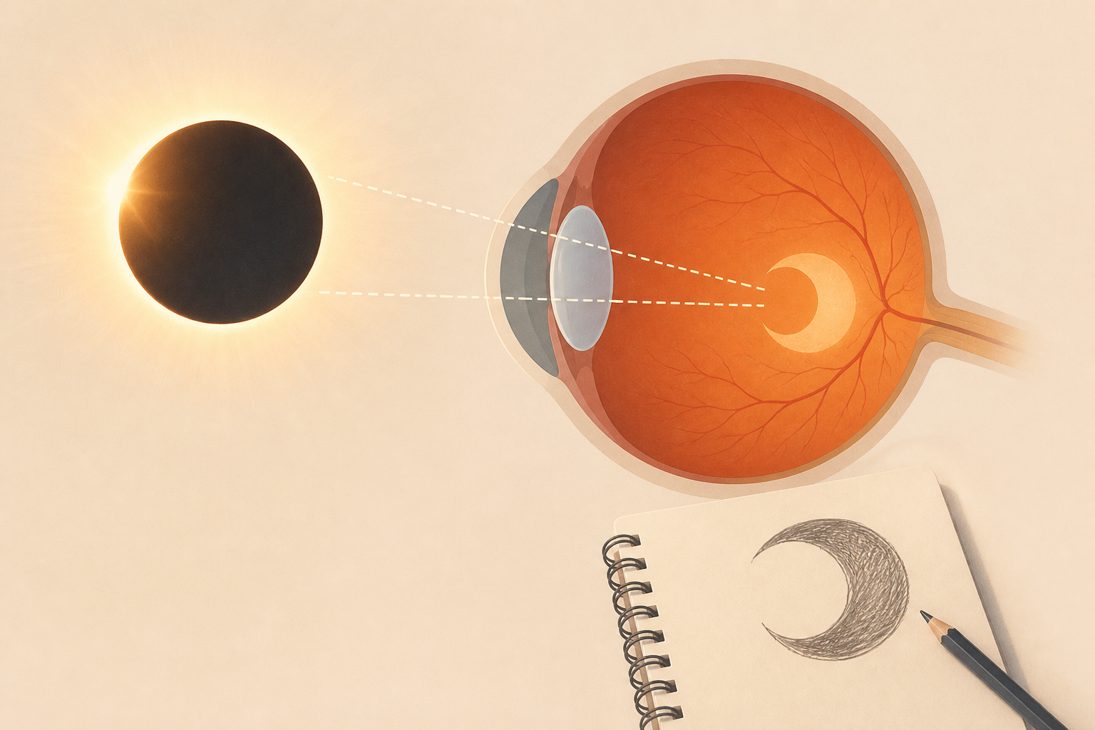 In 2017, a young woman glanced at a solar eclipse for only a handful of seconds, and days later doctors found the exact shape of the eclipse burned into the back of her eye. What she began drawing to