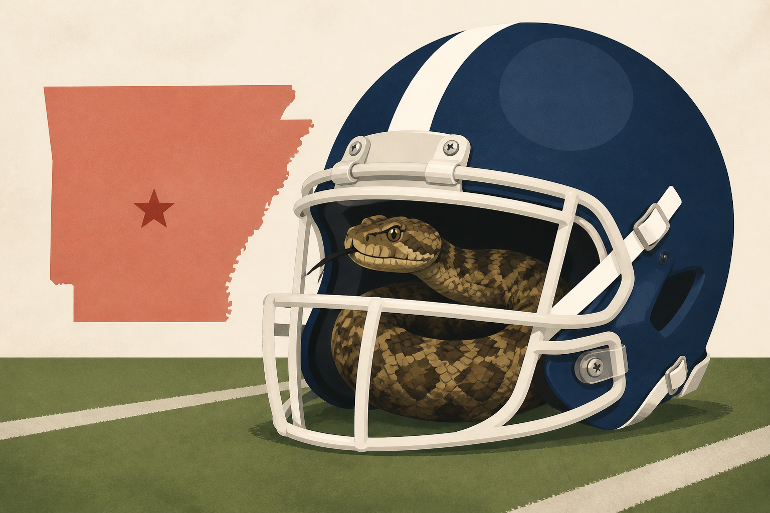 High school football player in Arkansas practices with 2ft viper in helmet