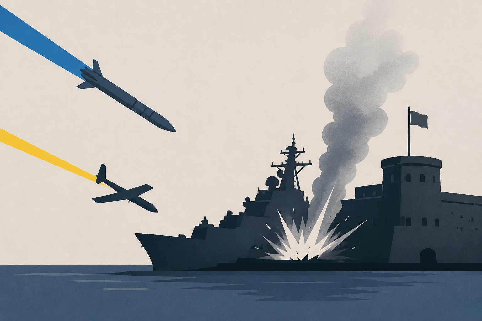 Ukrainian missiles and drones strike a Russian naval stronghold