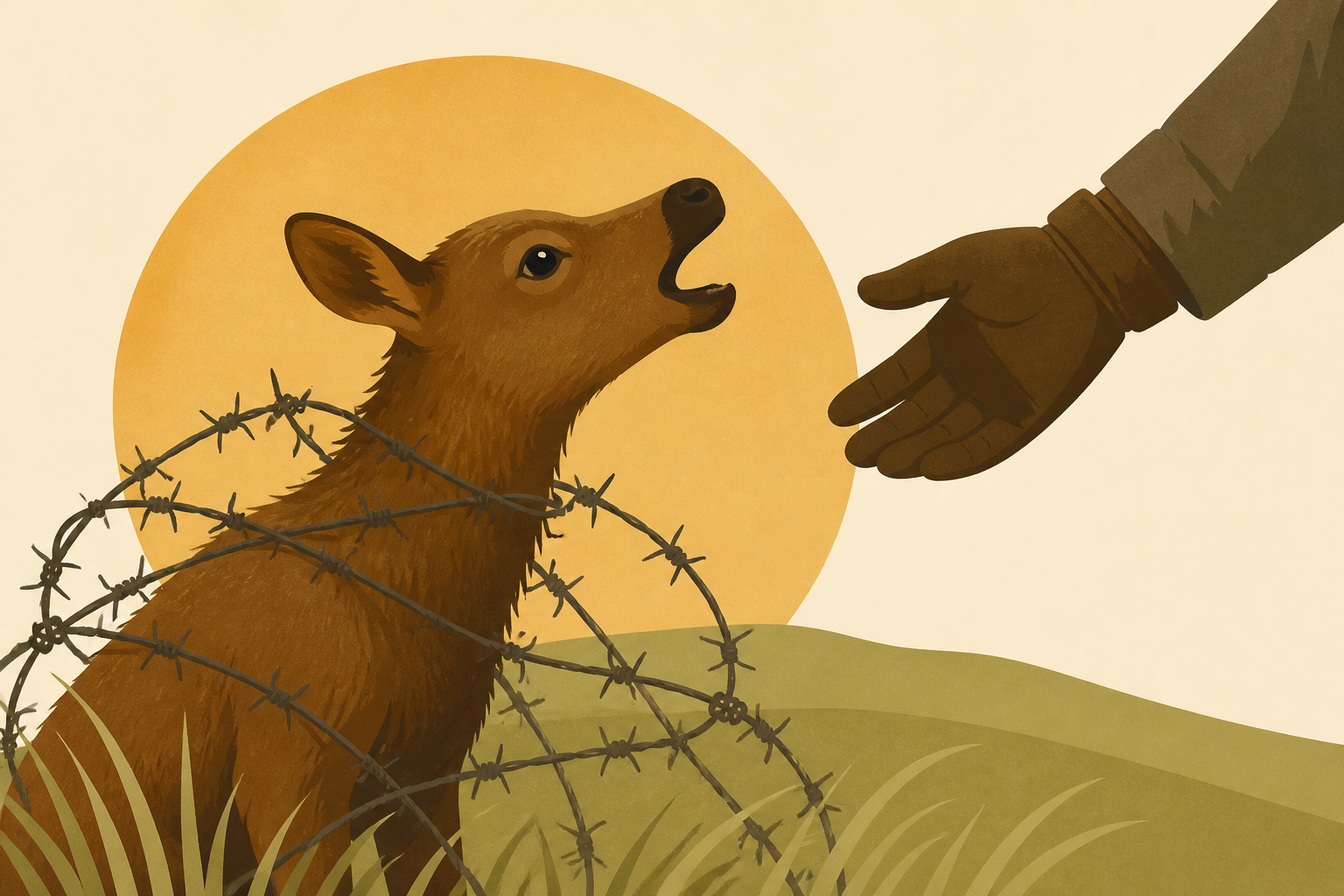 Hooray! Ranch Hand Rescues Squealing Elk Calf Entangled In Barbed Wire