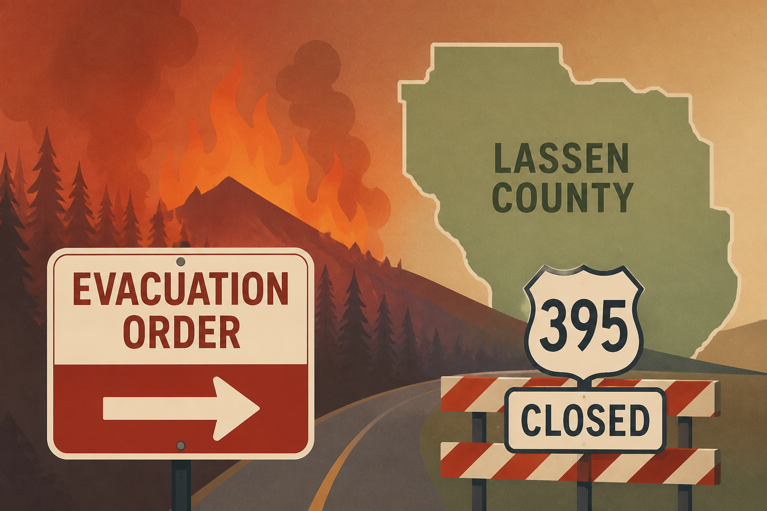 Evacuation orders expand into Lassen County due to wildfires, portion of 395 closed