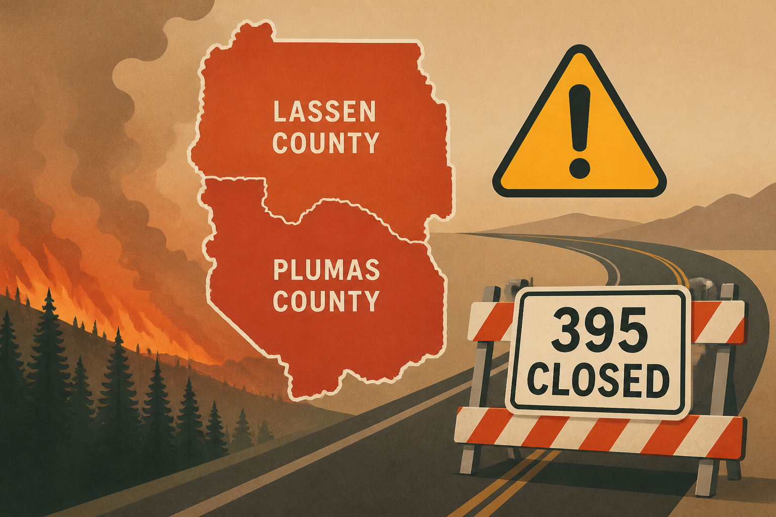 Evacuation orders and warnings expand into Lassen and Plumas Counties due to wildfires, portion of 395 closed