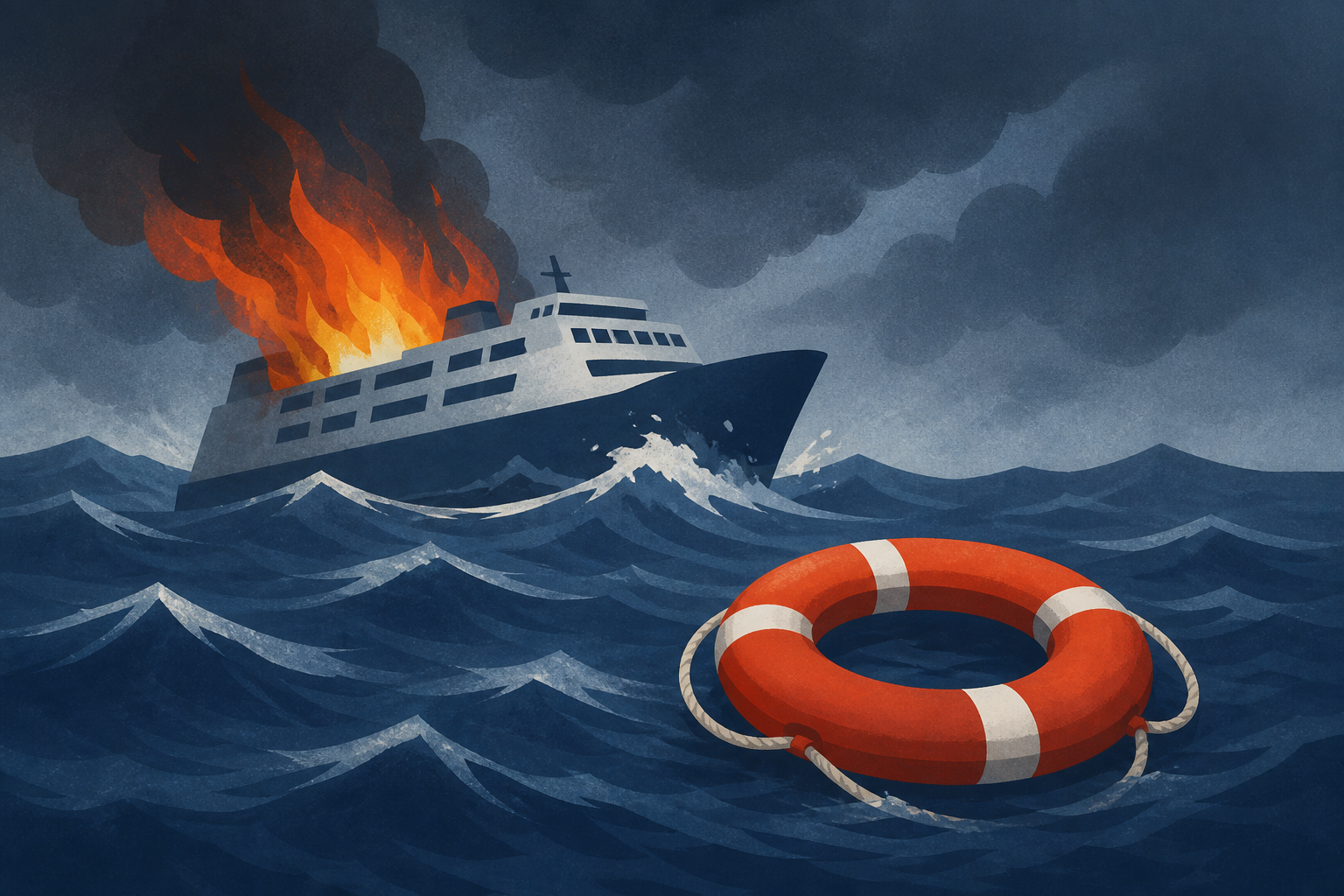 At least 1 dead, scores rescued from Indonesian ferry that caught fire in rough seas near Bali