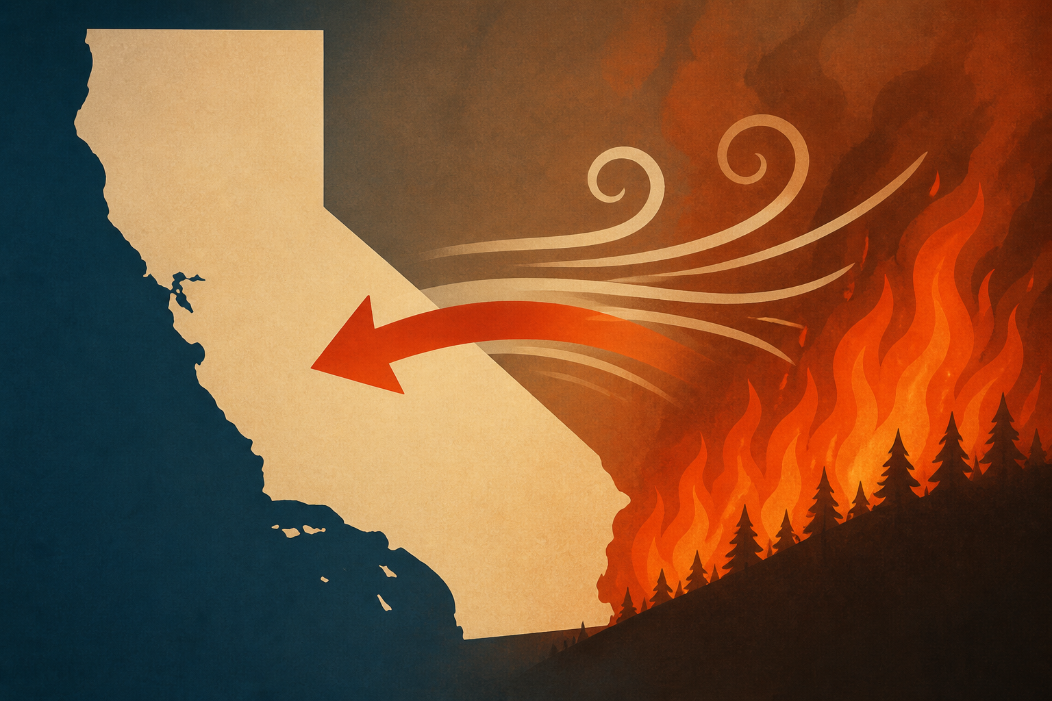 Winds pushed Bug Fire back into California