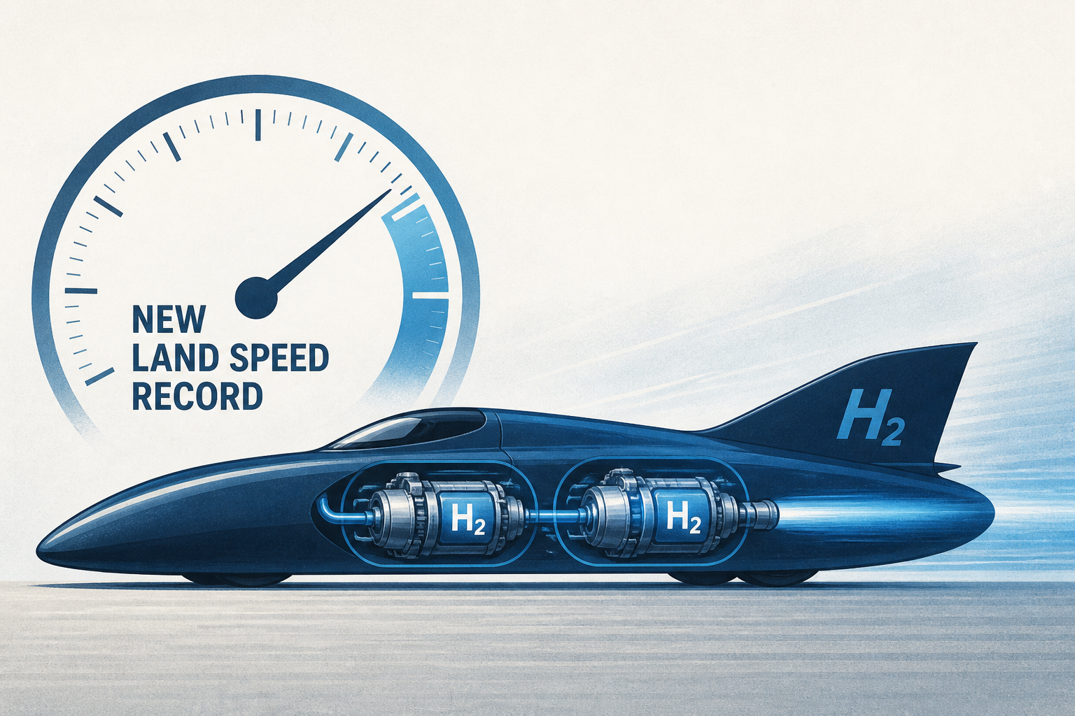 Two hydrogen-burning engines powered this car to a new land speed record