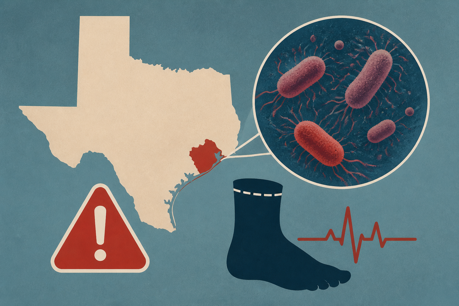 Coroner warns of 'amputation and death' from flesh-eating bacteria near Southeast Texas