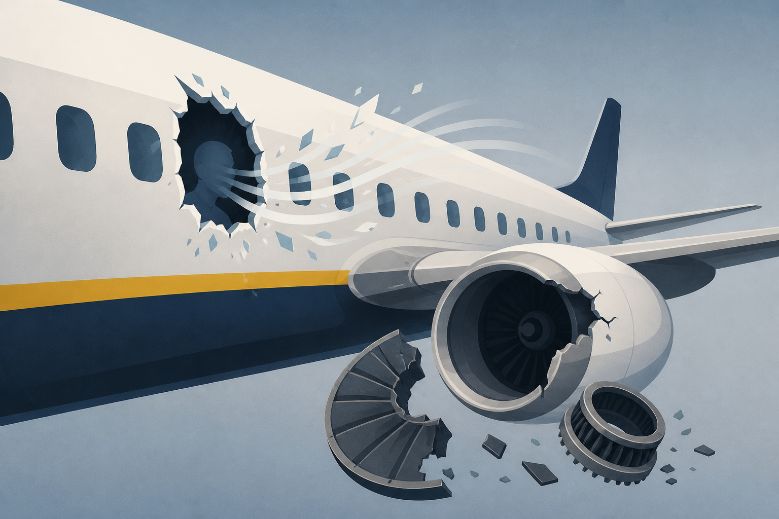 Broken engine parts shattered the Ryanair plane window that a passenger's head got sucked into: NTSB