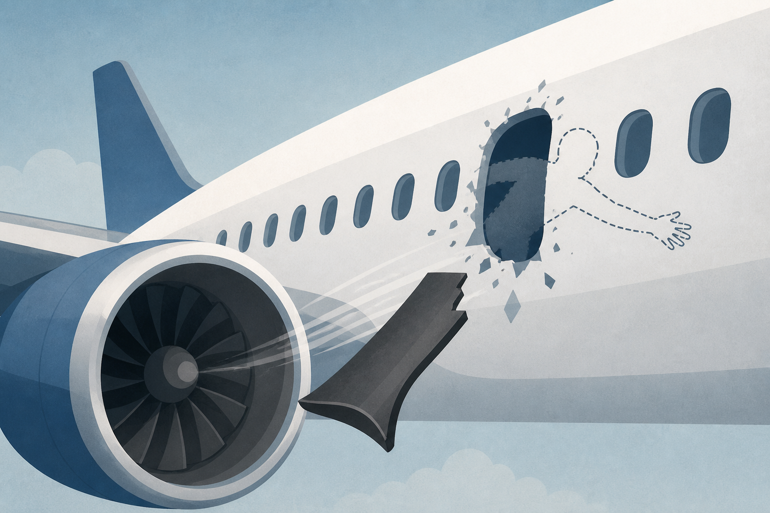 A jet engine fan blade cut into a plane and caused a passenger to be partially sucked out of a window, the NTSB says