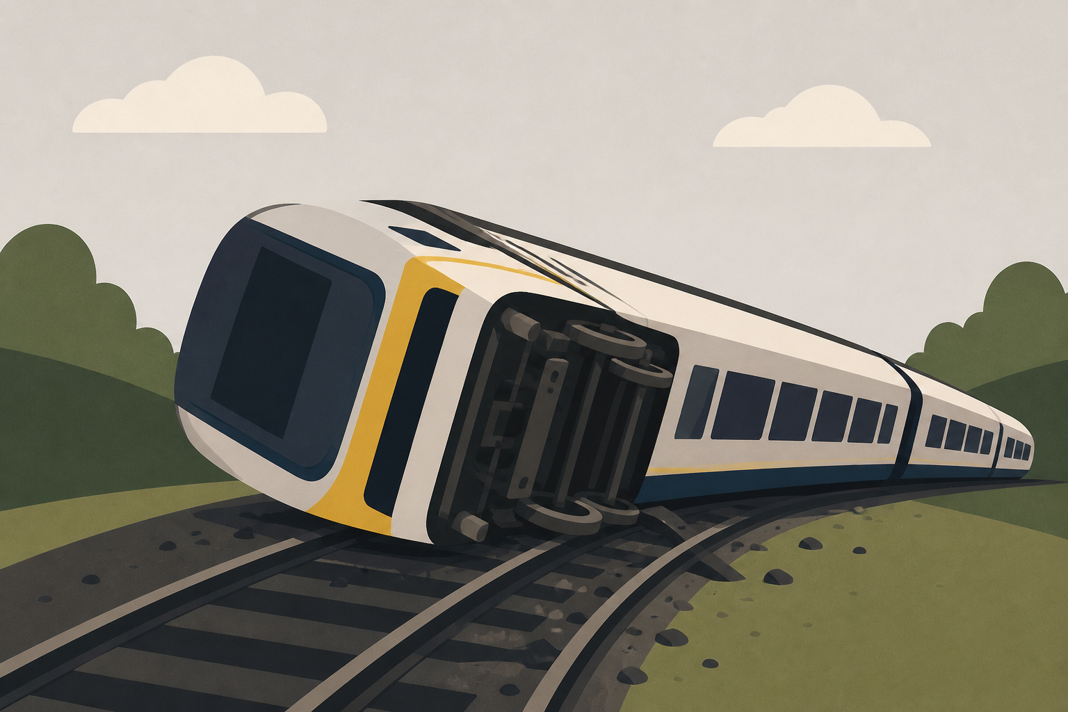 Passenger train derails and flips in southern England