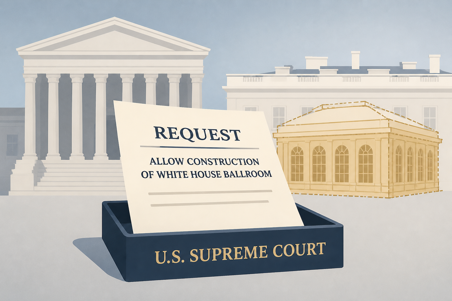 Trump asks ⁠US supreme court to allow construction of White House ballroom