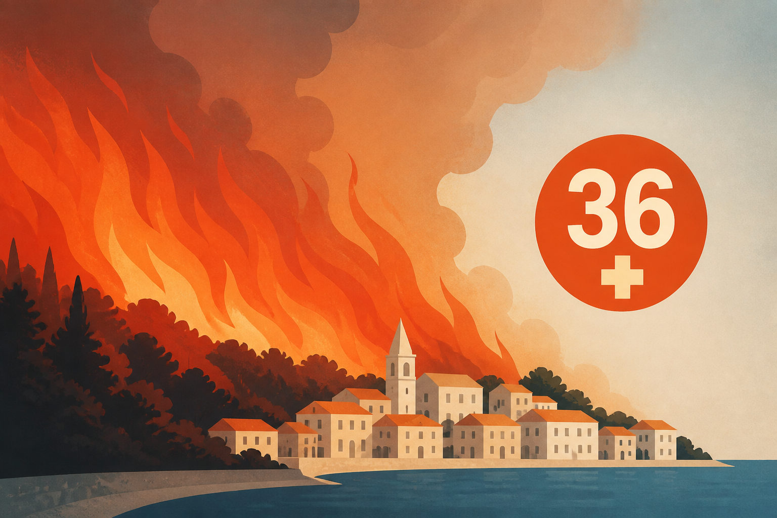Wildfire descends on Croatian tourist town, injures 36