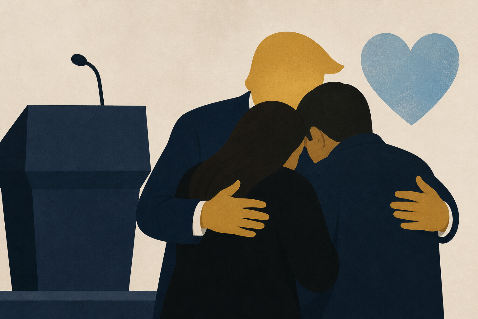 President Donald Trump exits speech stage to hug Jacob Freytes' grieving parents