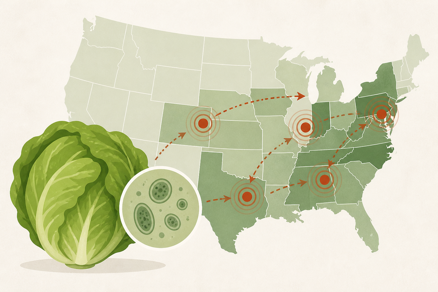 Lettuce-linked cyclospora outbreak expands. See Map