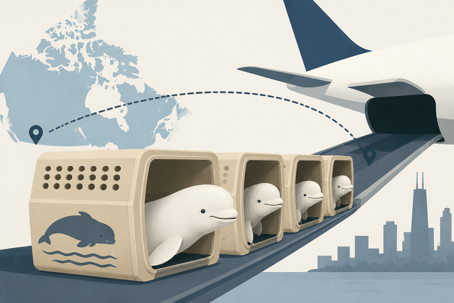 Four more belugas flown from Canada to new home in Chicago in rescue mission