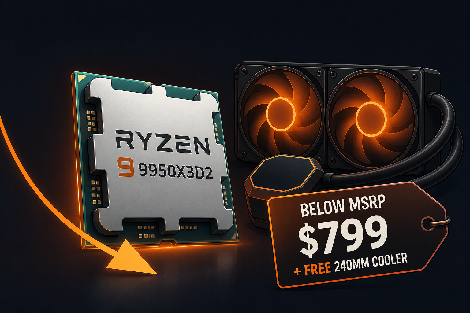 AMD flagship Ryzen 9 9950X3D2 CPU falls below MSRP for $799 with free 240mm cooler
