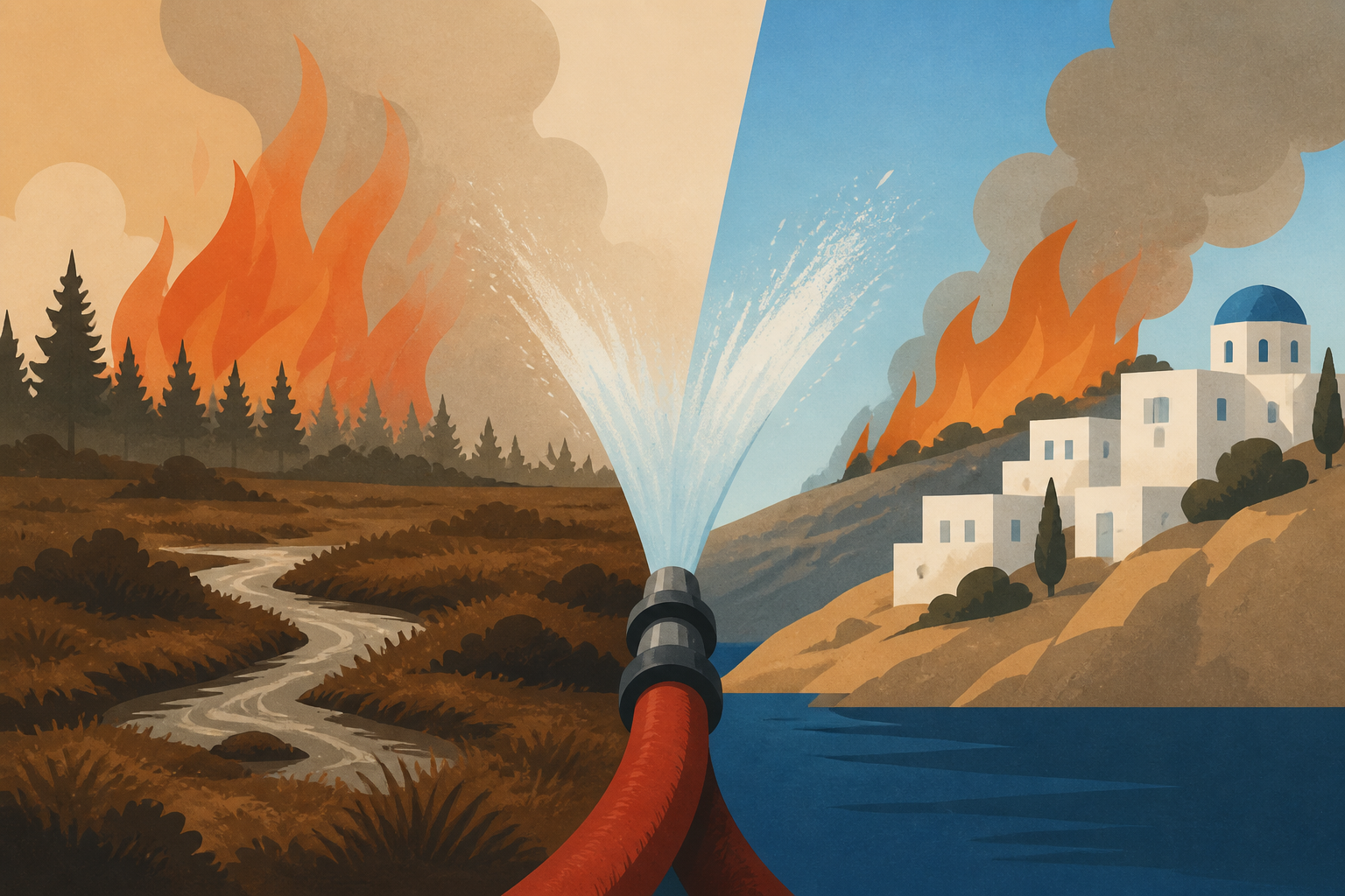 Firefighters battle wildfires in Belgium's High Fens and Greek island