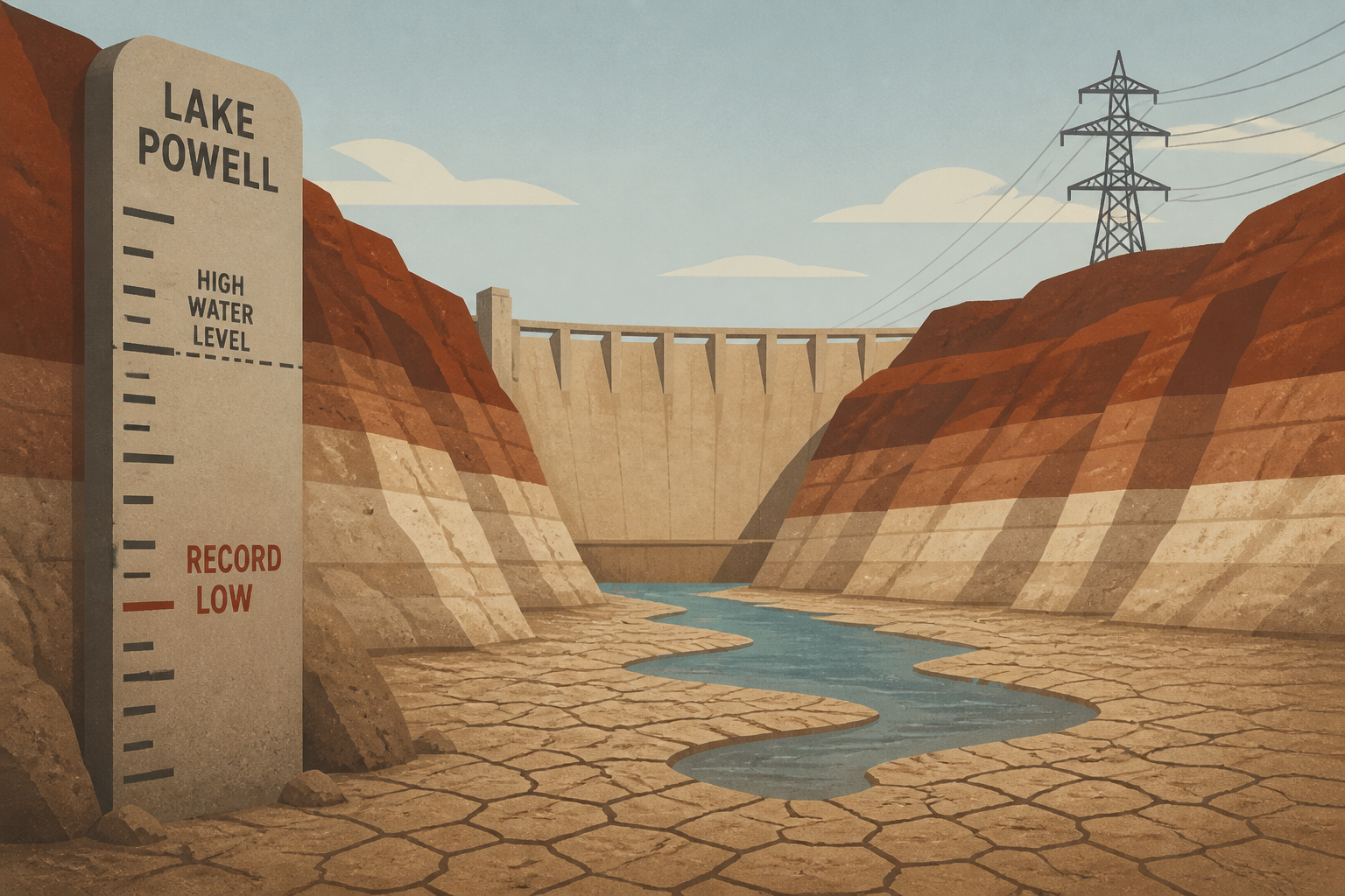 Record low levels at Lake Powell threatens water and electricity supply