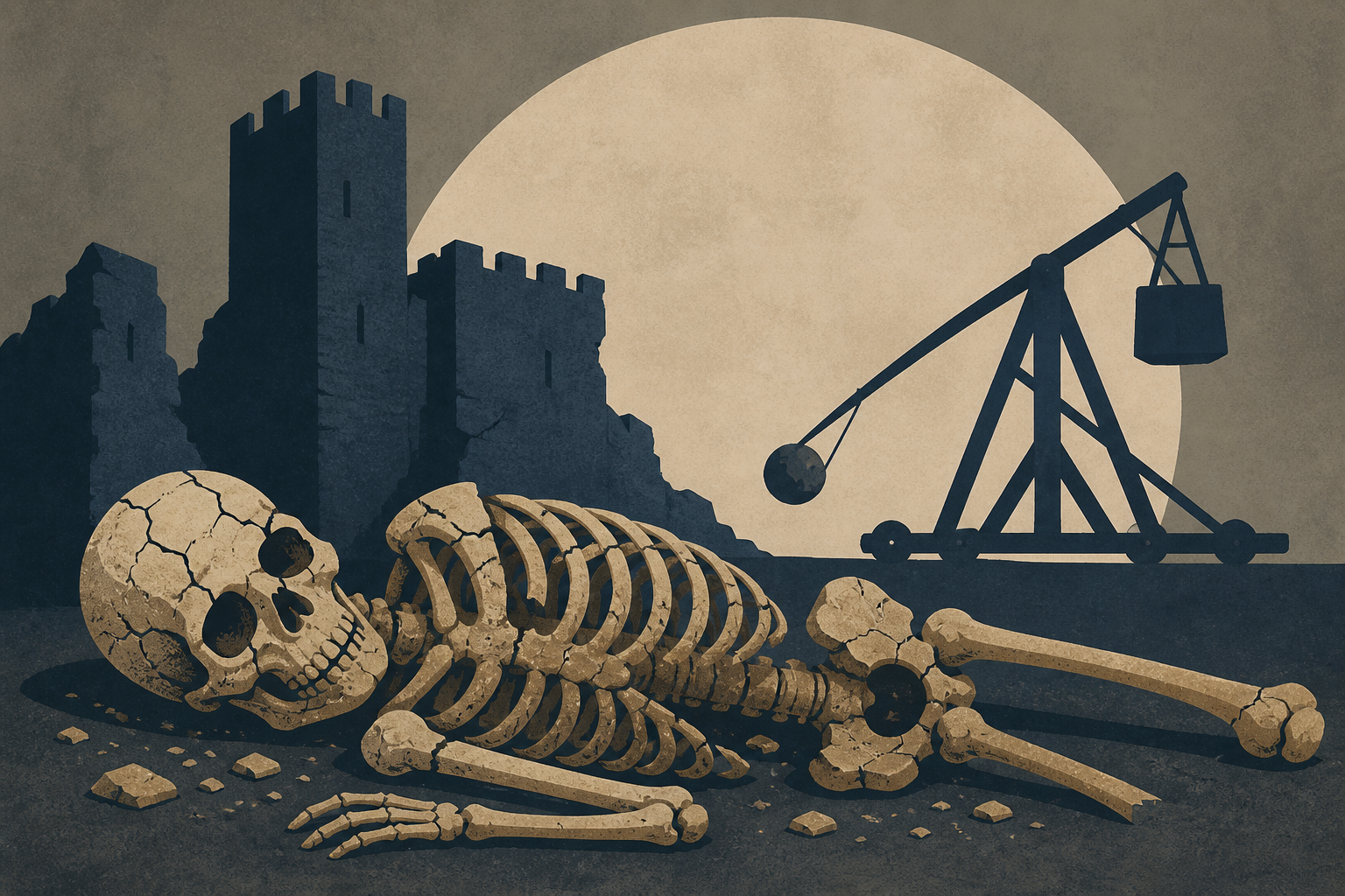 Skeleton with 167 fractures discovered at Scottish castle may have been first victim of Edward I's 'War Wolf' trebuchet