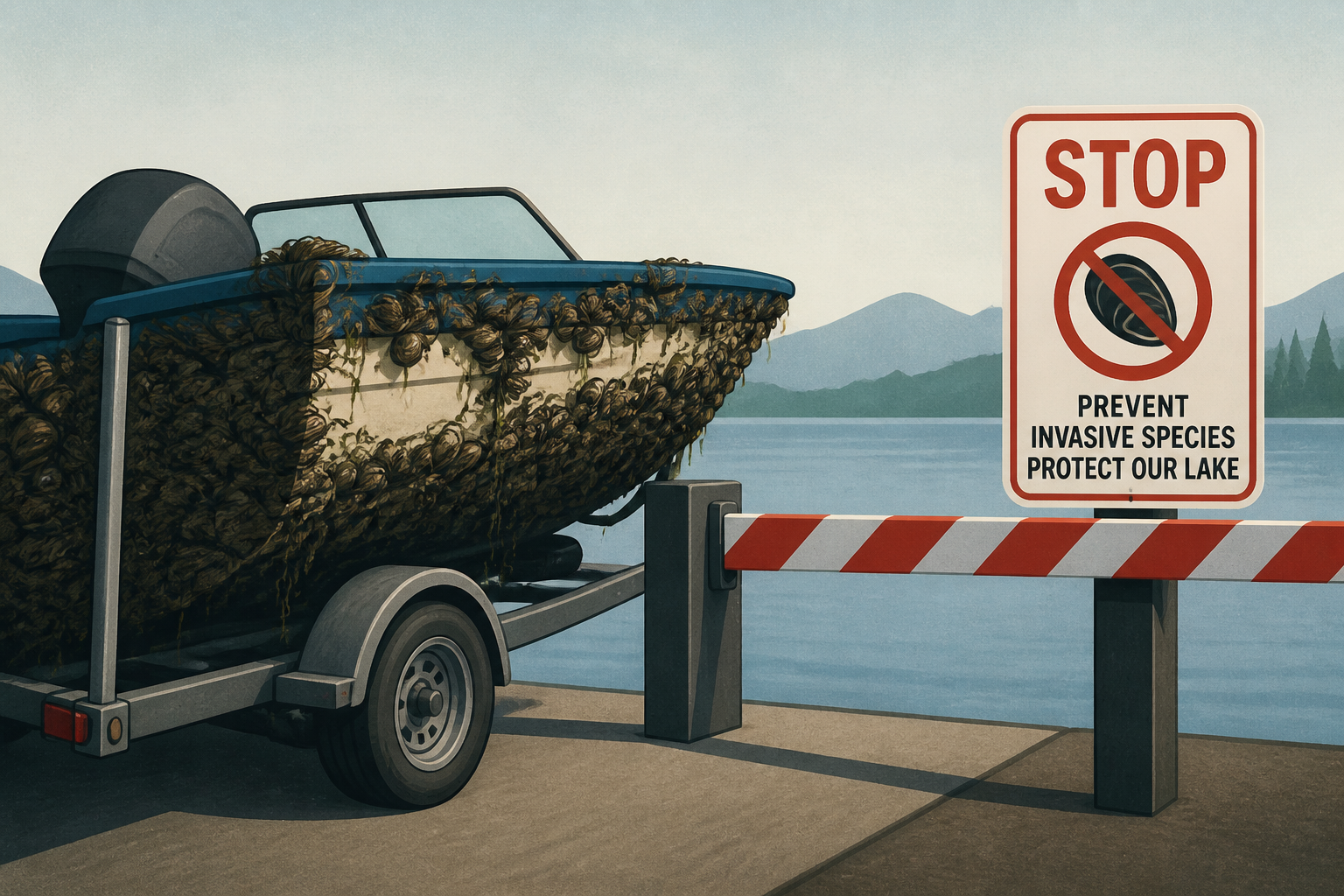 Boat covered in invasive mussel species stopped before entering California lake