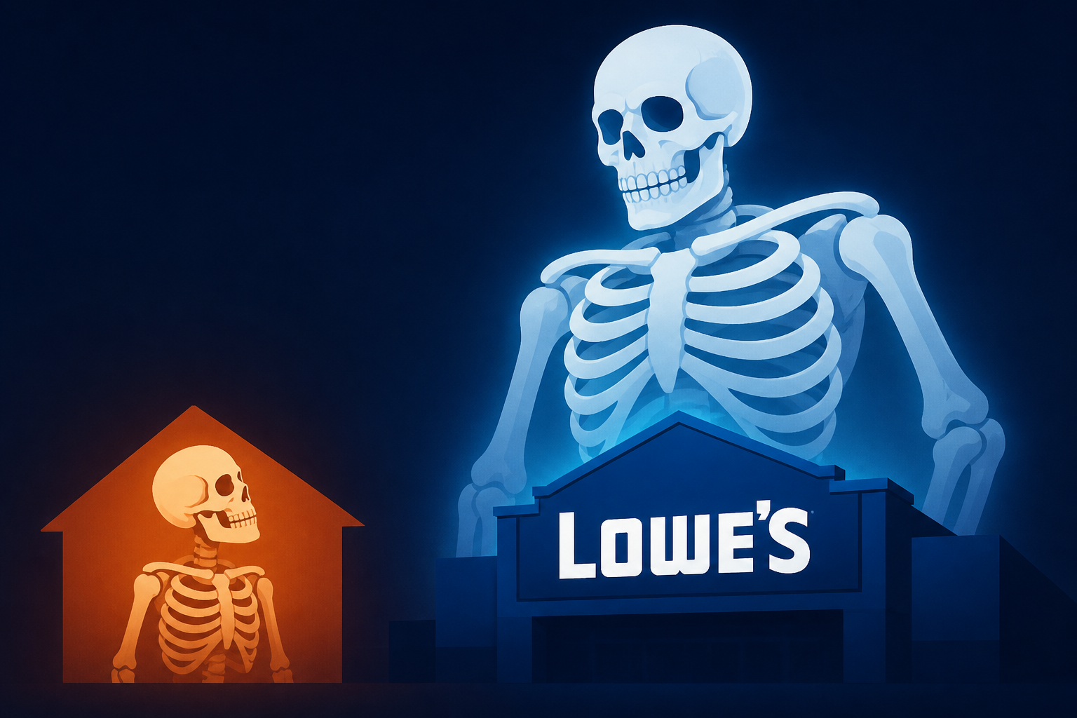 Home Depot's Skelly has competition from this massive Lowe's skeleton