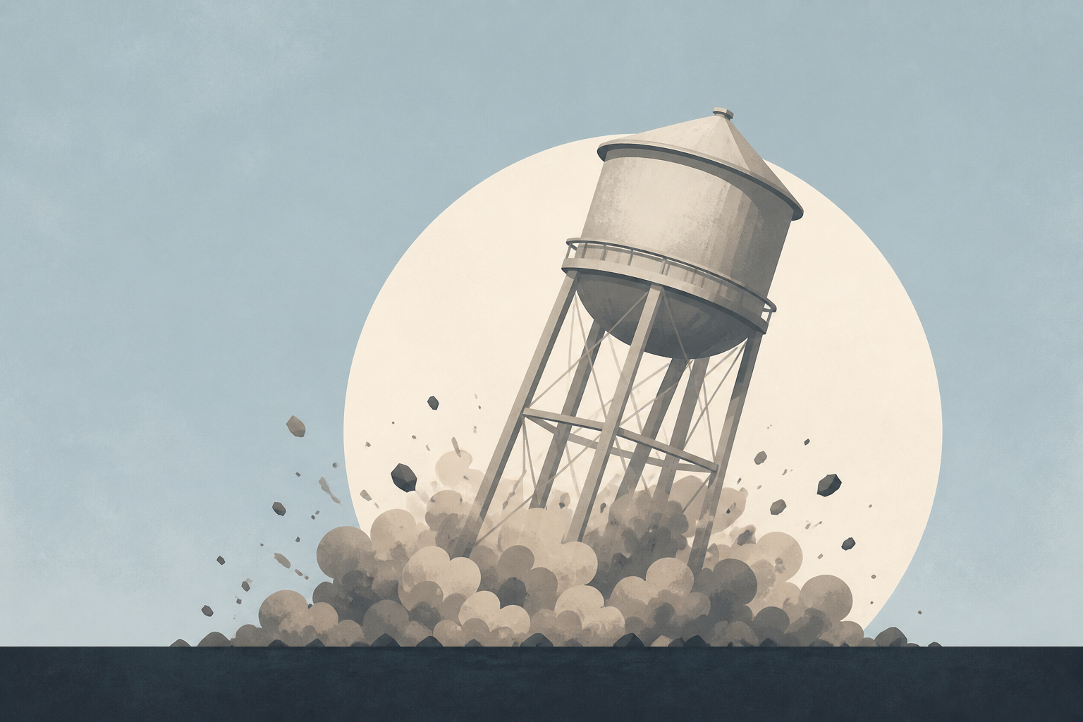 Centennial Mills water tower successfully demolished in controlled blast