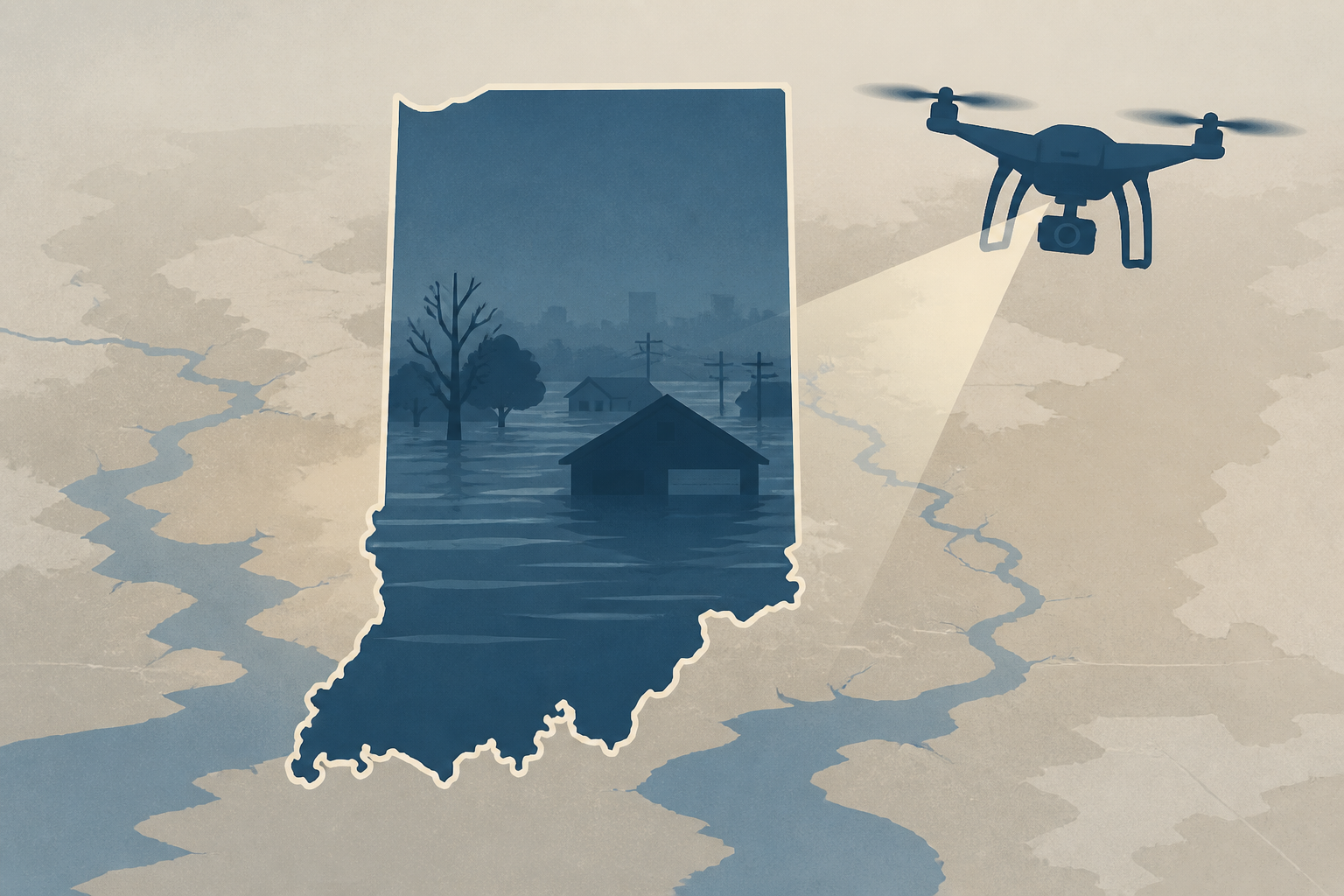 Jaw-dropping drone video reveals staggering scale of Indiana flood destruction