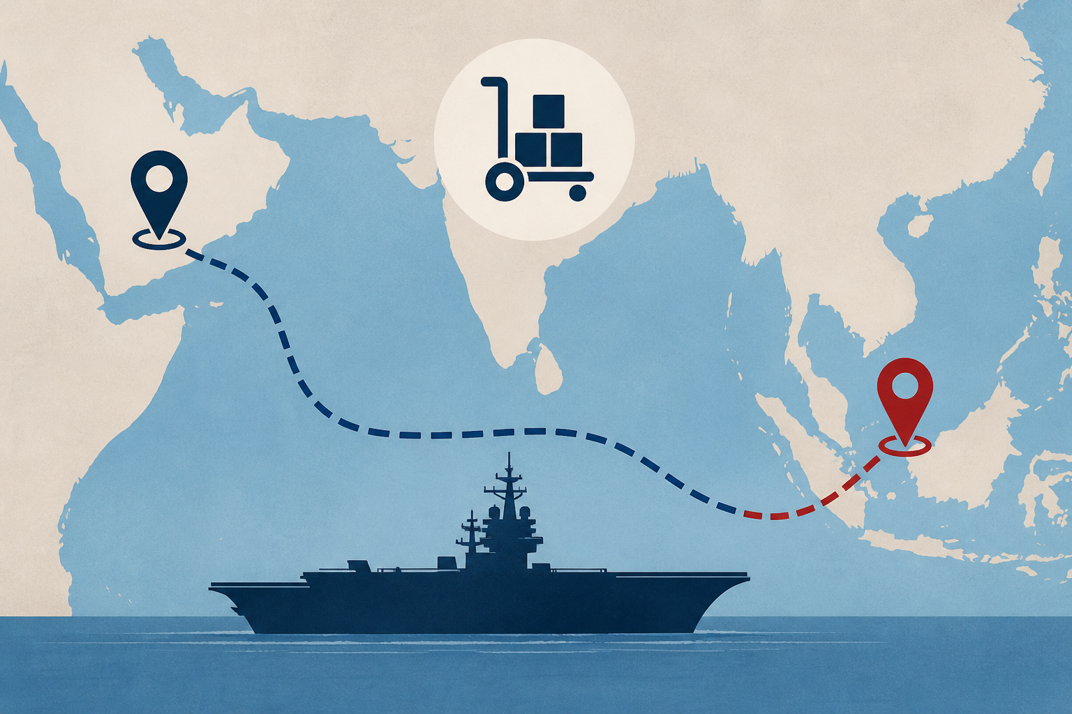 USS Abraham Lincoln was hampered by change in supply bases, maps show