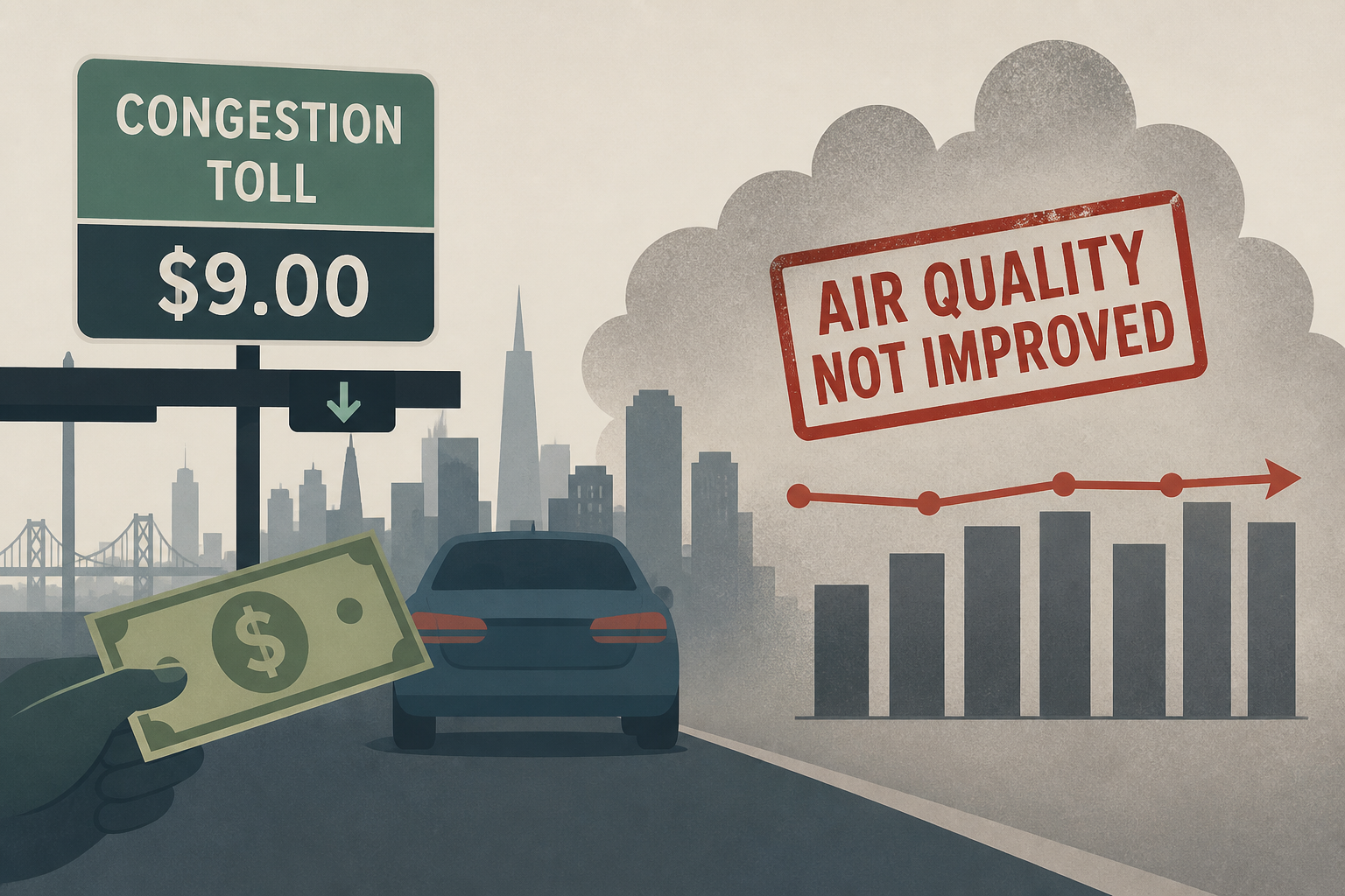 NYC drivers shell out $9 congestion toll. City admits it failed to improve air quality