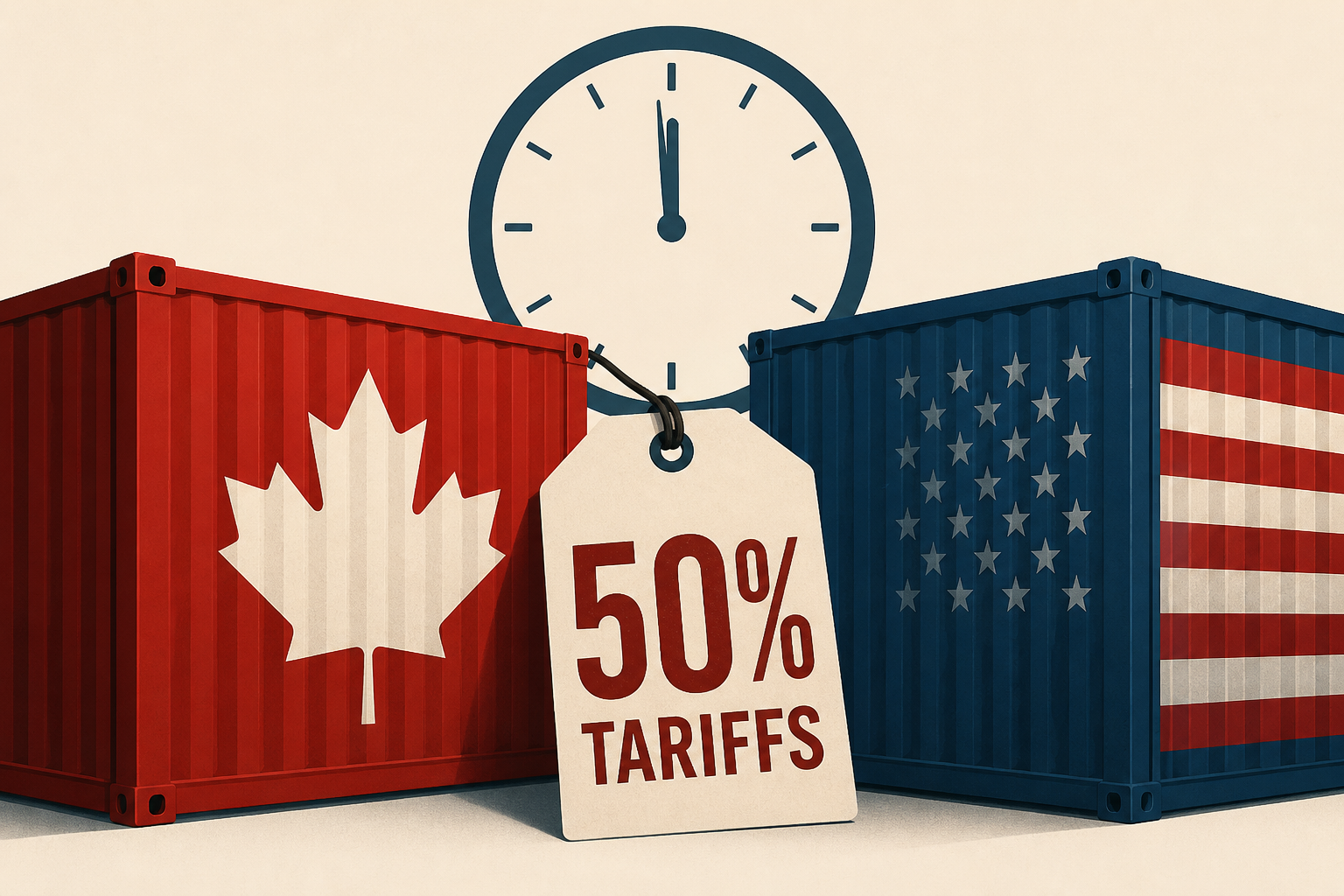 New 50% tariffs on Canadian goods are scheduled to take effect at midnight
