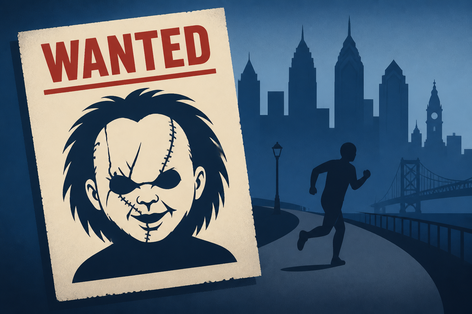 Suspect in creepy Chucky-style mask wanted on assault in Philadelphia after chasing jogger, police say