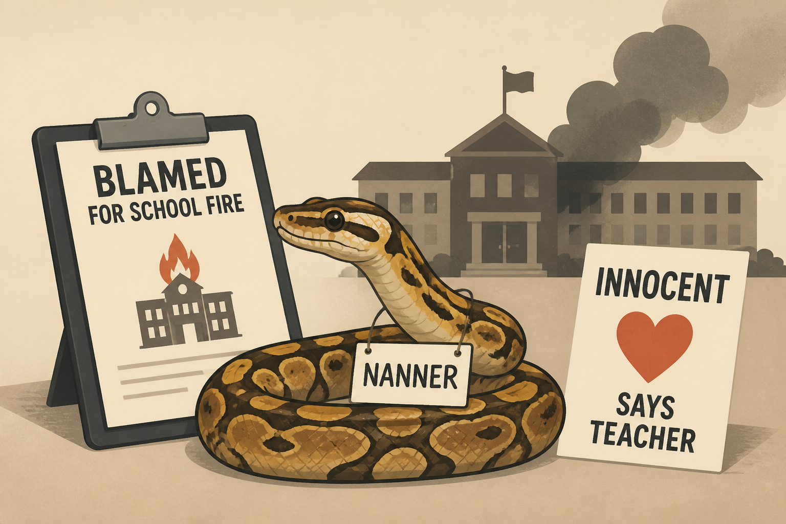 8-foot python named Nanner blamed by officials for Virginia school fire; teacher says snake is innocent