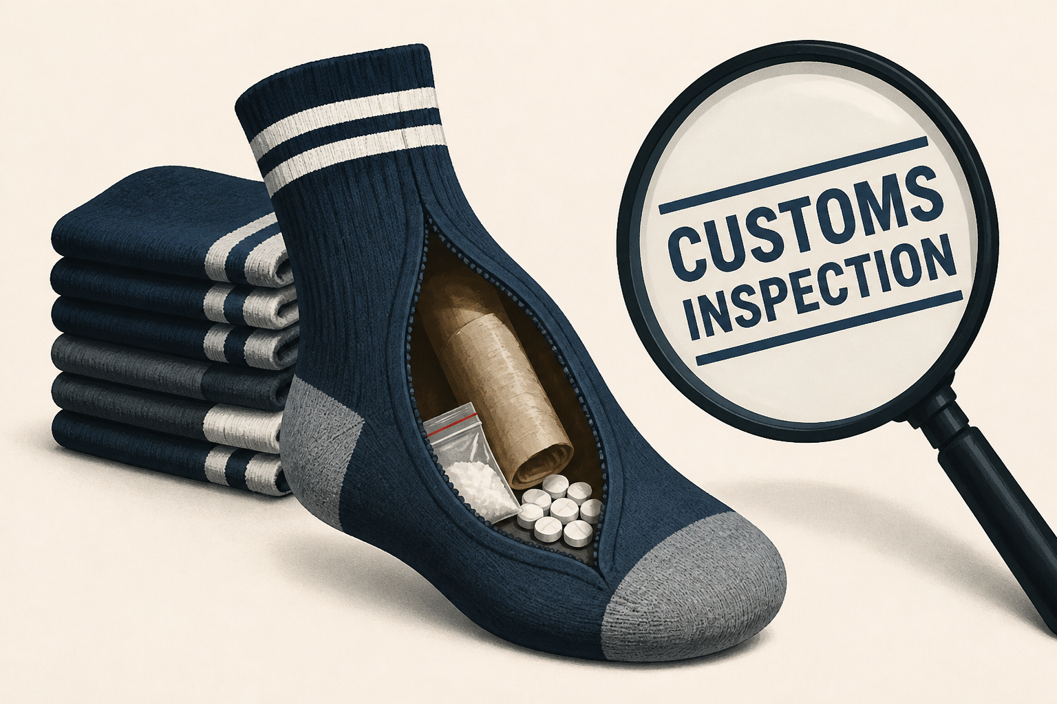 Accused smuggler busted after customs uncovers bizarre cargo hidden inside 22 pairs of socks