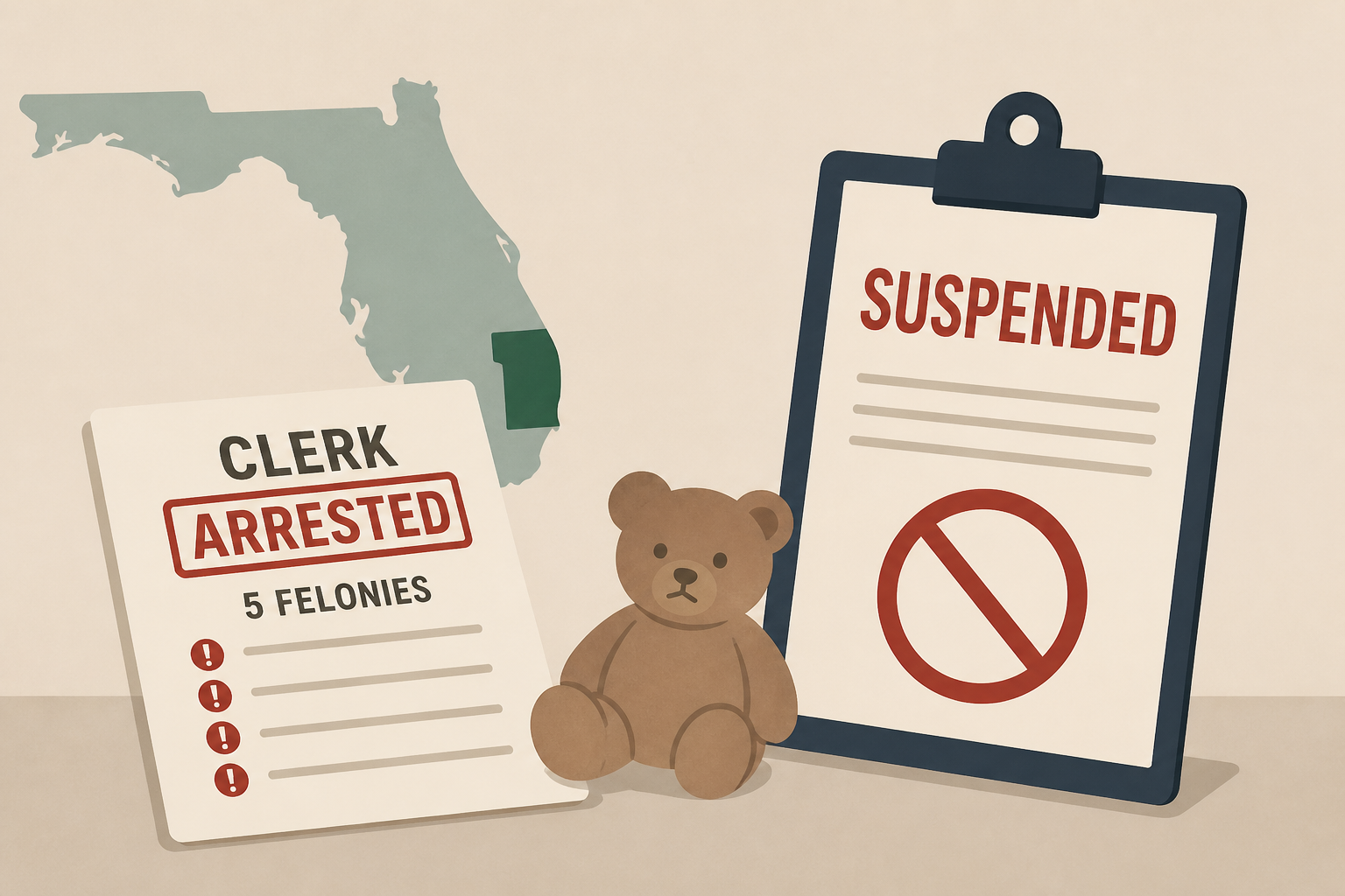 Palm Beach County clerk arrested on 5 felonies involving child, suspended by DeSantis