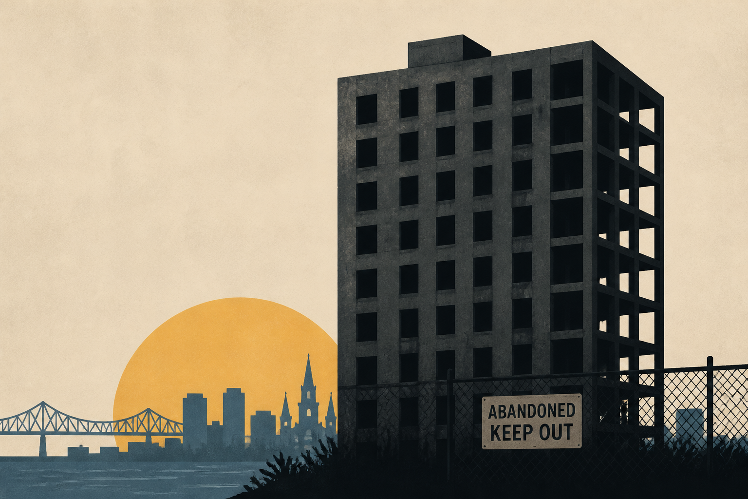 Teenager dies after falling in abandoned high-rise tower in New Orleans