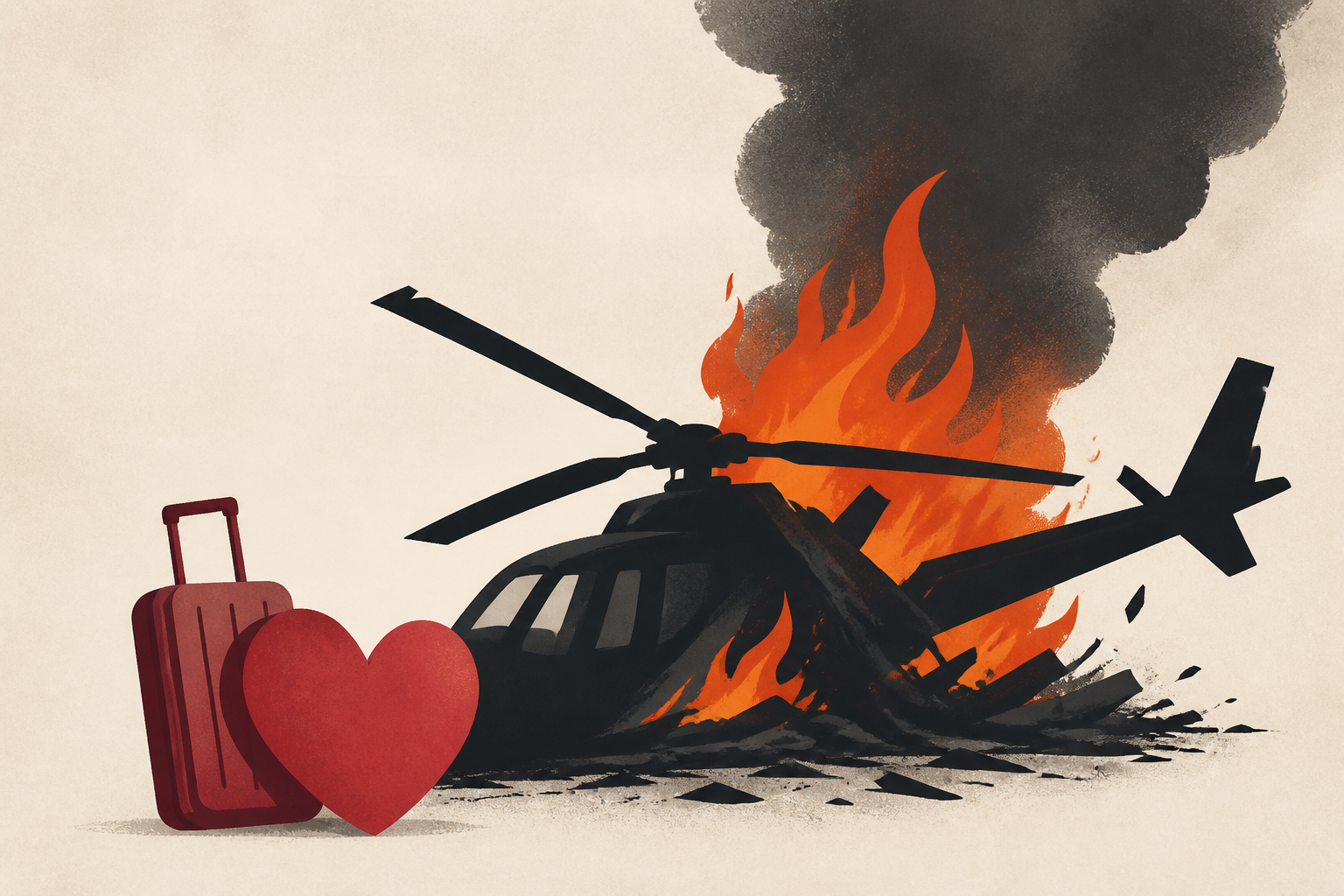 Chopper Carrying Honeymooners Crashes, Burns